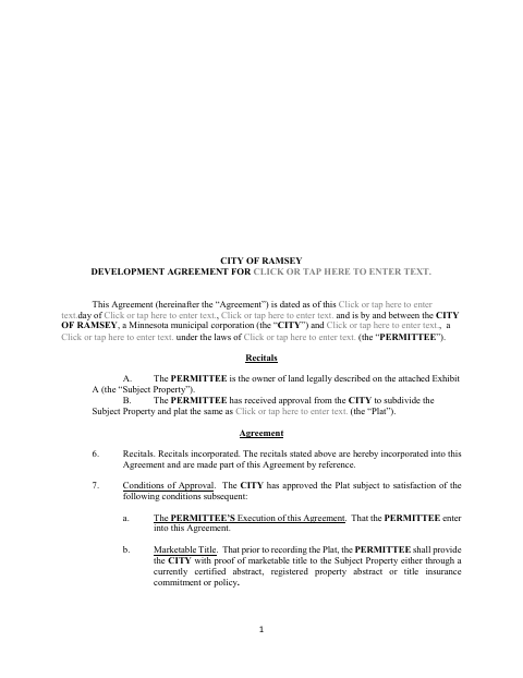 First page of the Development Agreement