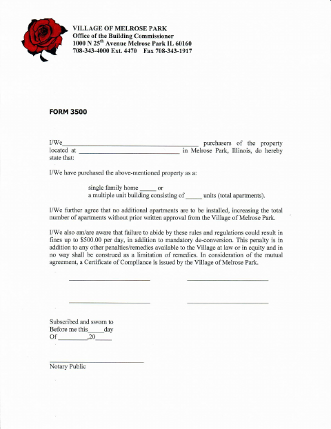 First page of the Housing Apartment Count Affidavit