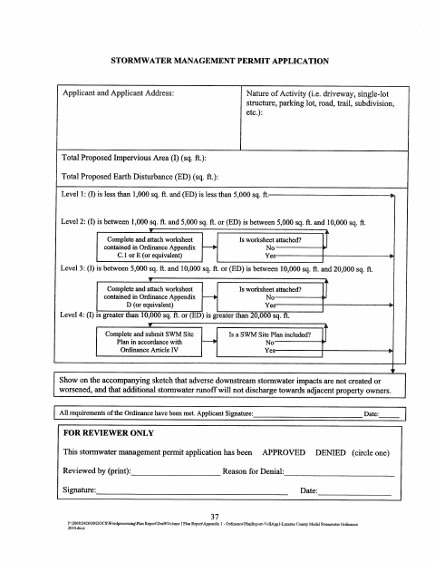 First page of the Stormwater Management Permit Application