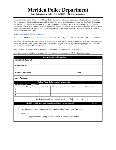 First page of the LEOSA HR-218 Application