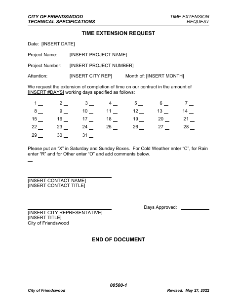 First page of the Time Extension Request