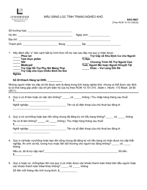 First page of the Public Defender Application (Vietnamese)