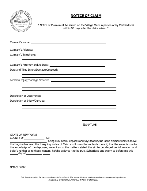 First page of the Notice of Claim