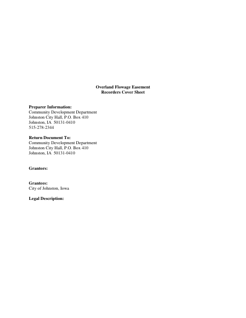 First page of the Overland Flowage Easement