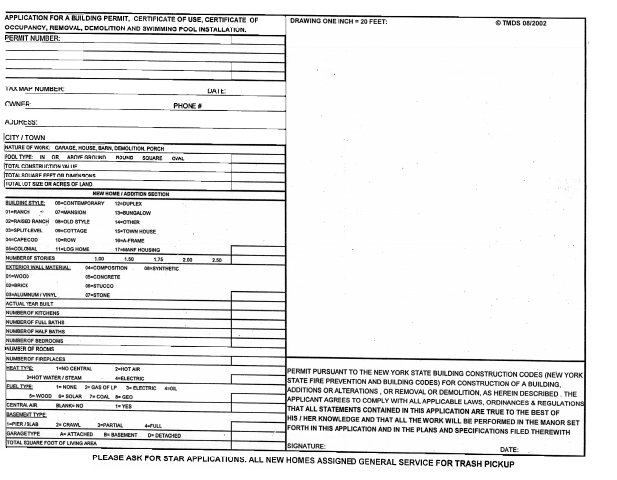 First page of the Building Permit Application