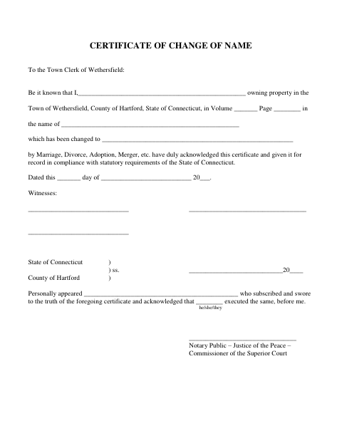 First page of the Certificate of Change of Name