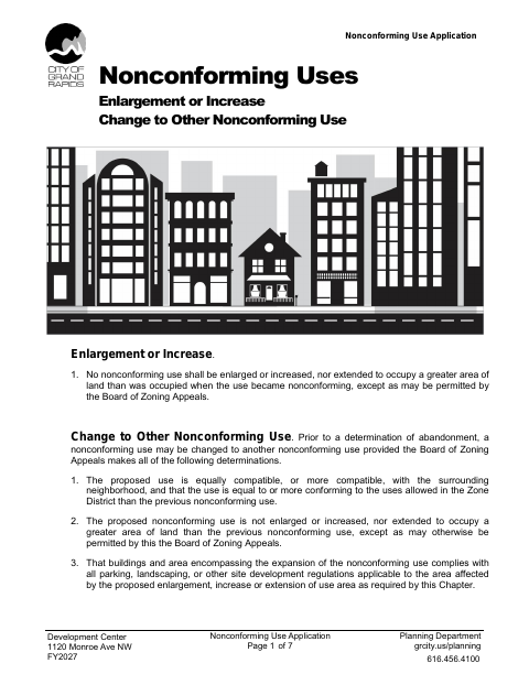 First page of the Nonconforming Use Application