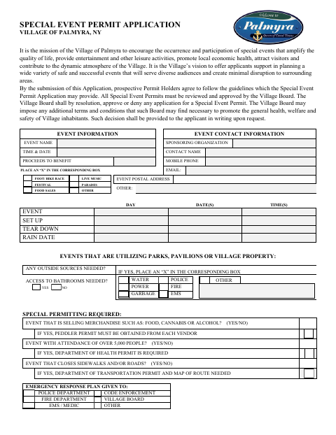 First page of the Special Event Permit Application