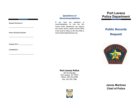 First page of the Public Records Request