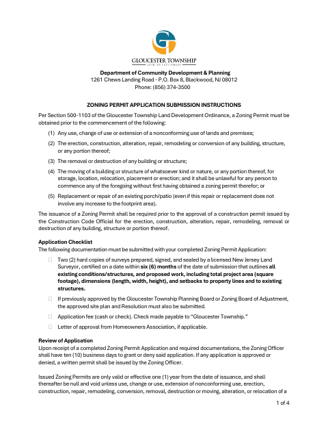 First page of the Zoning Permit Application