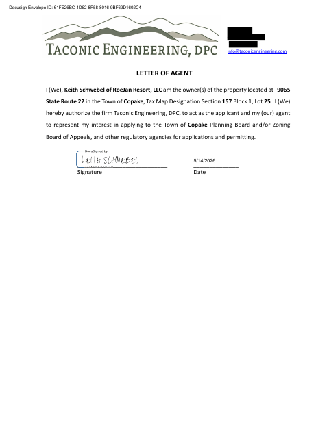 First page of the Letter of Agent