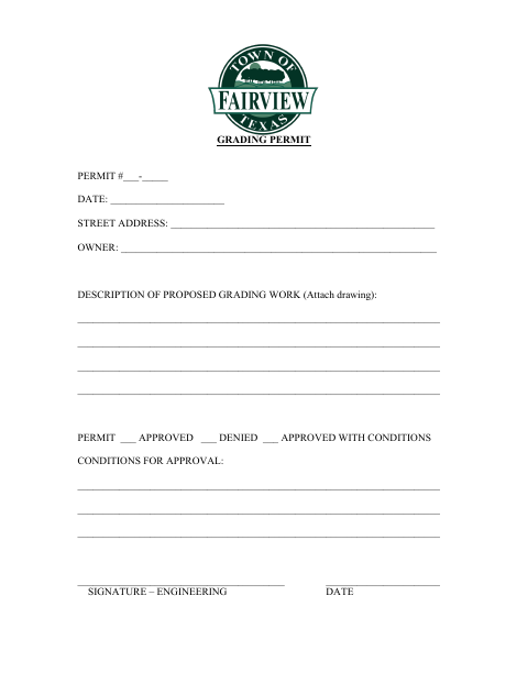First page of the Grading Permit Application