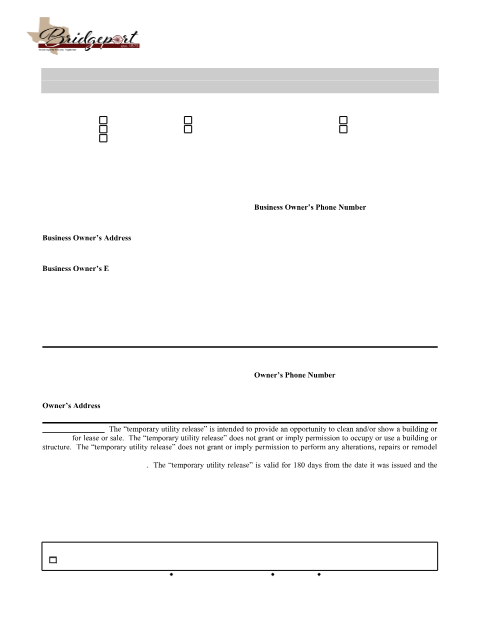 First page of the Certificate of Occupancy Application