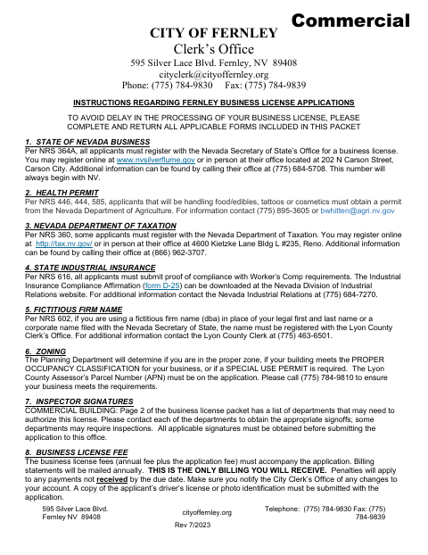 First page of the Residential Rentals Business License Application