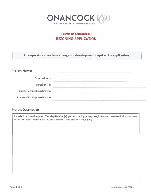 First page of the Rezoning Application