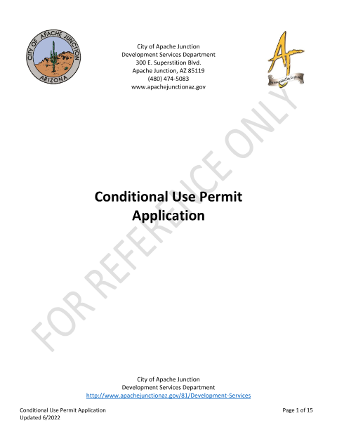 First page of the Conditional Use Permit Application