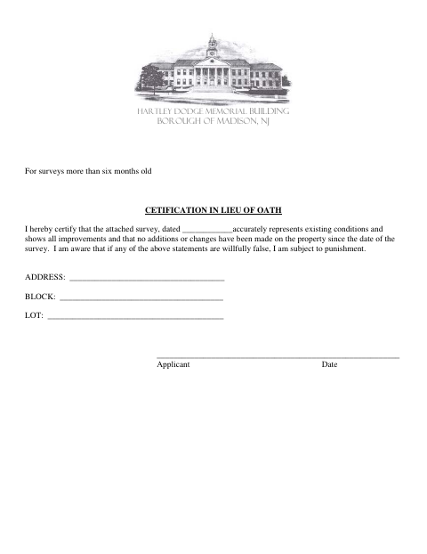 First page of the Certification in Lieu of Oath