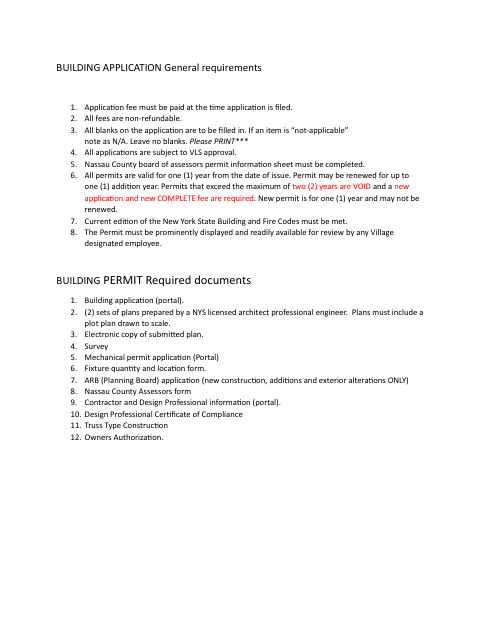 First page of the Building and Planning Board Application