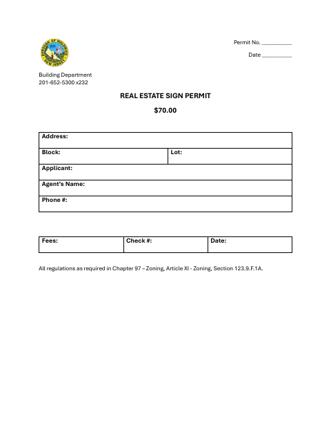 First page of the Real Estate Sign Permit