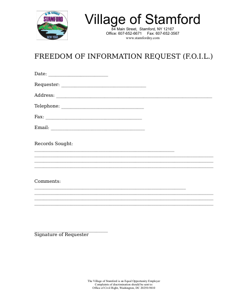 First page of the Freedom of Information Request