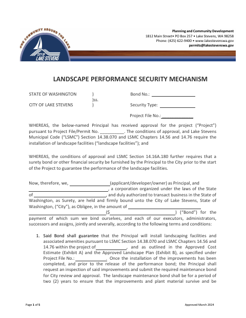 First page of the Landscape Performance Security Mechanism