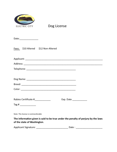 First page of the Dog License
