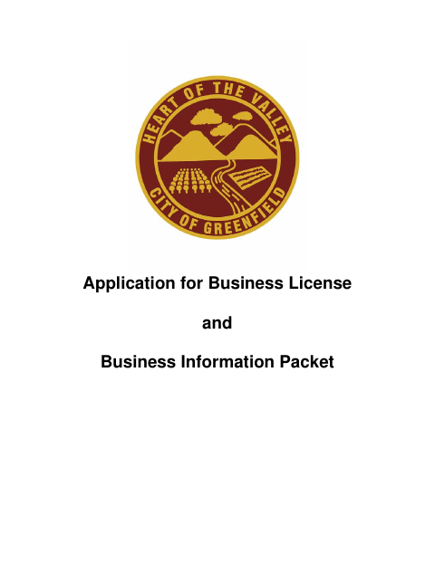 First page of the Business License Application and Business Information Packet