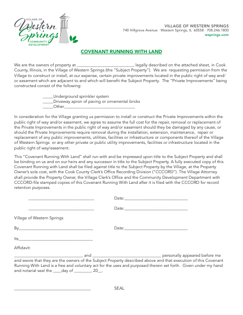 First page of the Covenant Running With Land
