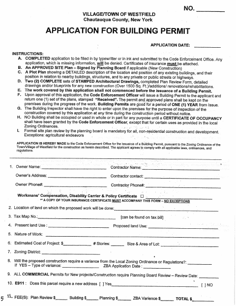 First page of the Building Permit Application for Large Projects