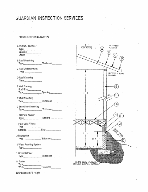 First page of the Borough Cross Section Submittal