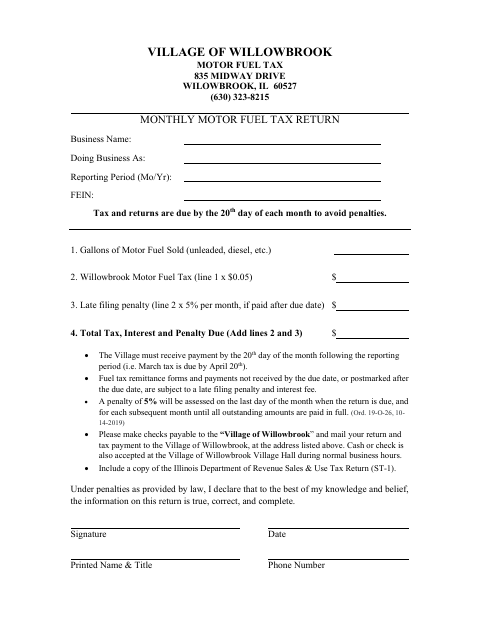 First page of the Monthly Motor Fuel Tax Return