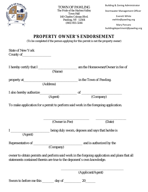 First page of the Property Owner’s Endorsement