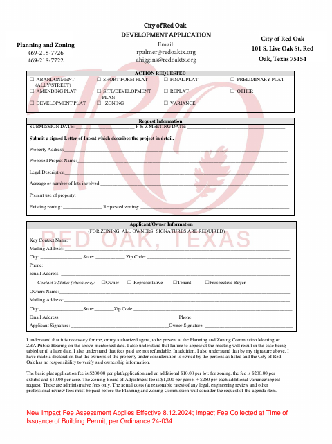 First page of the Development Application