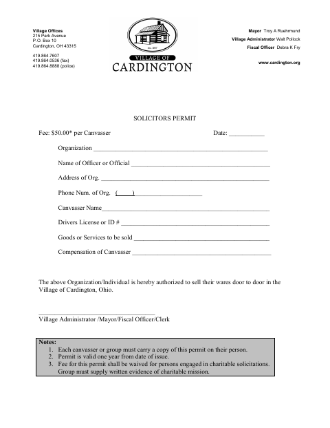 First page of the Solicitors Permit