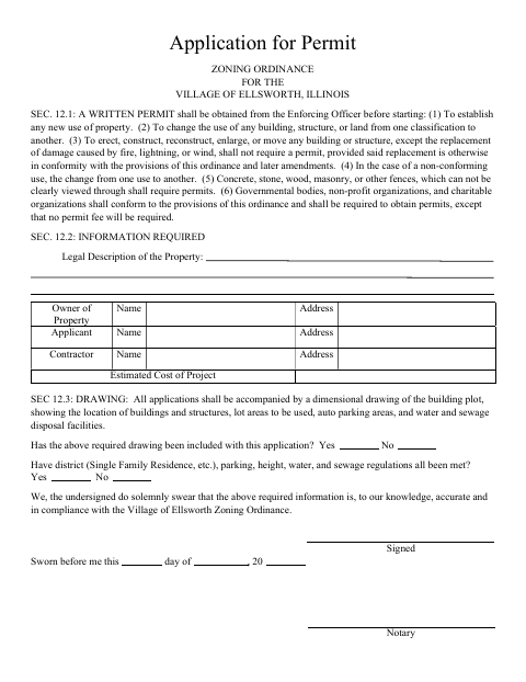 First page of the Application for Zoning Permit