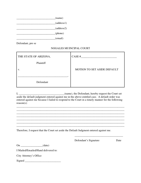 First page of the Motion to Set Aside Default
