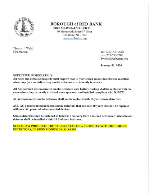 First page of the Fire Certification Sale or Rental