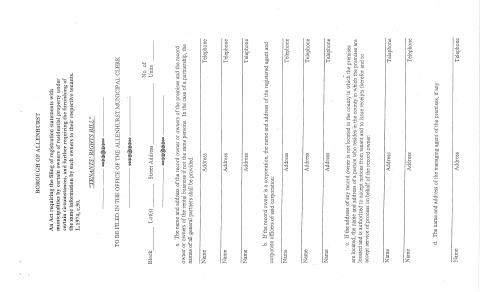 First page of the Landlord Registration