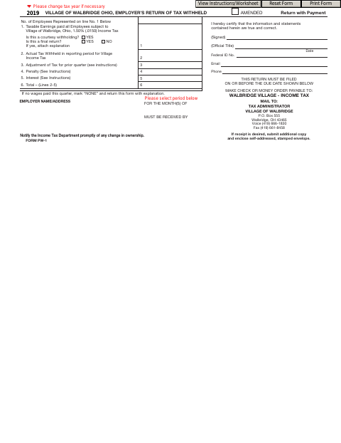 First page of the Employer’s Return of Tax Withheld