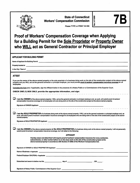 First page of the Proof of Workers’ Compensation Coverage