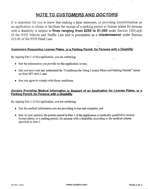 First page of the Application for License Plates or Parking Permits for Persons With Severe Disabilities