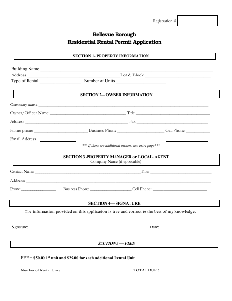 First page of the Residential Rental Permit Application