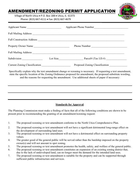 First page of the Amendment/Rezoning Permit Application