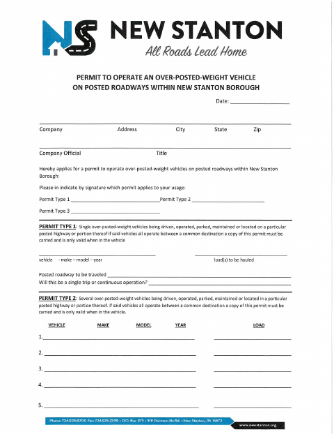 First page of the Overweight Permit