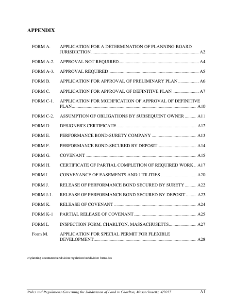 First page of the Subdivision Application and Covenant Forms