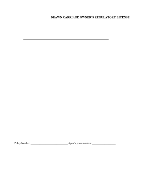 First page of the Horse-Drawn Carriage Owner's Regulatory License Application