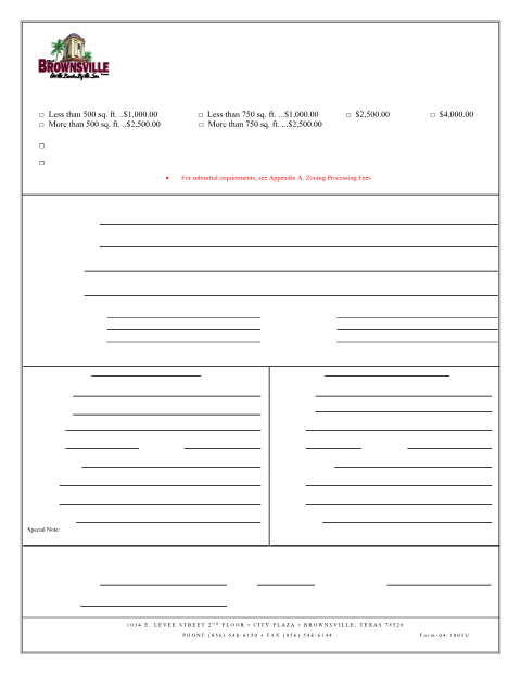First page of the Conditional Use Permit Application