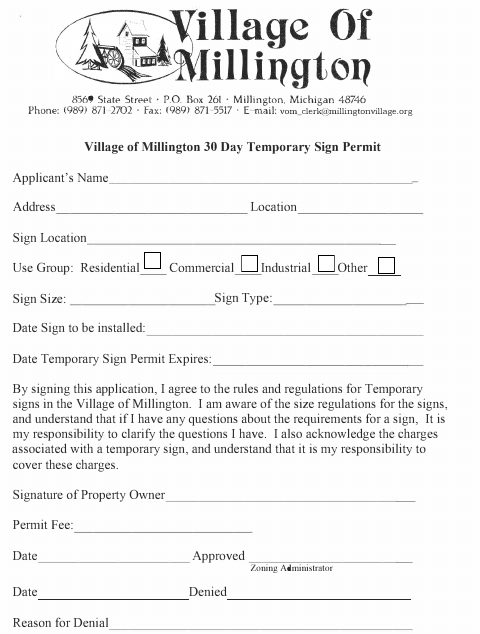 First page of the 30 Day Temporary Sign Permit