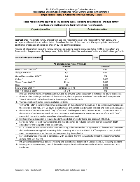 First page of the Residential Energy Credit Form