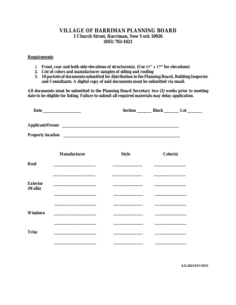 First page of the ARB Application
